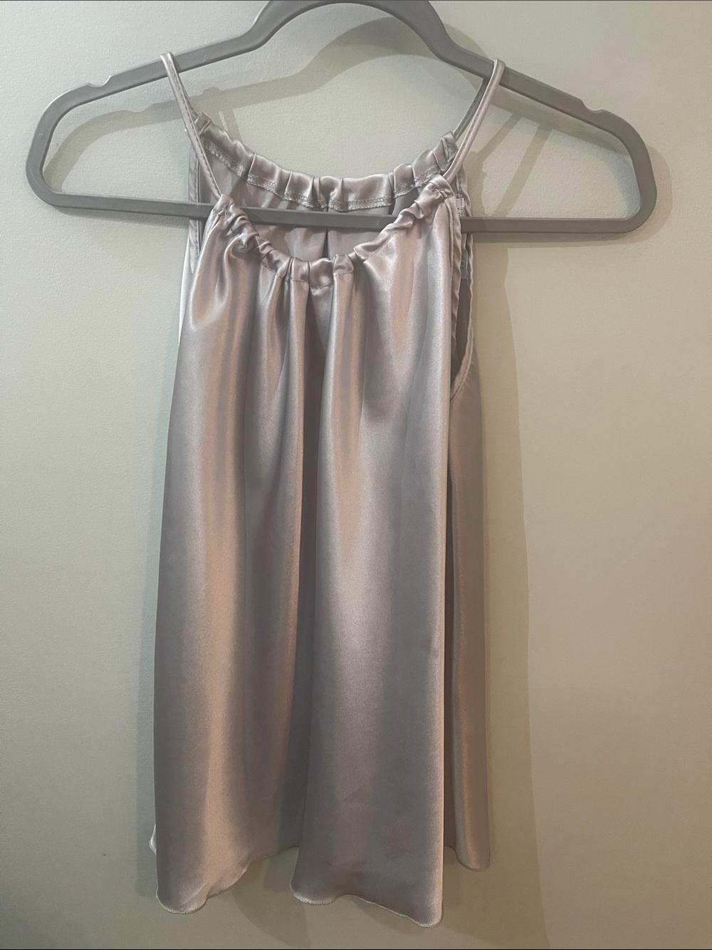 Annalee + hope small Satin Halter Neck tank Silver cocktail dressy